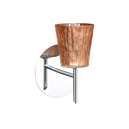 Besa Lighting Nico 4 Mini Sconce, Stone Copper Foil, Chrome Finish, 1x5W LED 1SW-5125CF-LED-CR